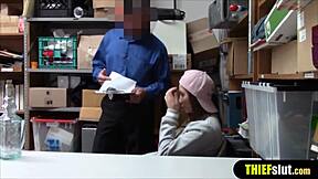 What happens when a cute Russian migrant shoplifter teen gets punished roughly in the garage with blowjob and doggystyle?