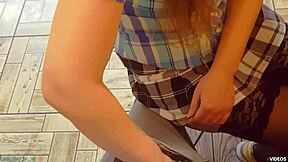 I caught my exgf giving a handjob to her classmate under the desk during lesson in panties.