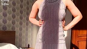 cute girl in sexy sweater gets creampie in homemade video.