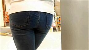 Teen ass in tight jeans captured on hidden cam in high definition