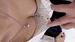 Em gái văn phòng gets her wet hairy pussy massaged to creampie orgasm in homemade clip.