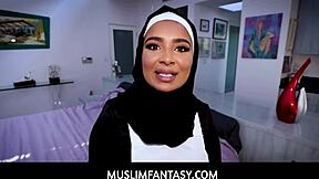 Hey, check out this petite brunette teen in hijab getting wild at work! 😏🍆