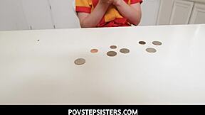 Horny Teen Lilly Bell Gives POV Blowjob to Little Stepbrother Alex Jett in Kitchen Before Swallowing His Huge Cum Creampie Load