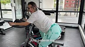 Petite blonde lures gym stranger home and fucks him until creampie in hairy pussy!