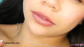 Hey, check out this cute latina model on the sofa during her casting interview. She's showing off her sexy body like a pro!