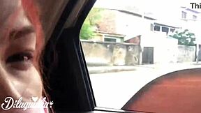 novinha masturbates in the uber ride and ends up giving her tight ass to the driver outdoors