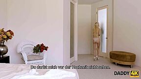 naive blonde teen gets caught cheating on her future husband. she ends up fucking his experienced daddy in old young action with ass licking.