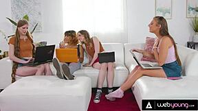 Oh gosh, I'm joinin' this hardcore foursome with my besties, Gia Derza leadin' us in naughty face sittin' and scissorin' after bad news hits