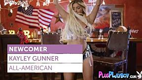 Big fake tits blonde teen 18+ Kayley Gunner posed naked after hot striptease