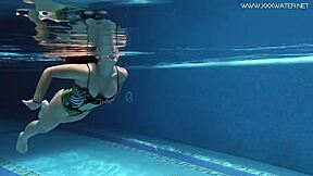 diana rius shows off her juicy tits and shaved body while groping underwater in bikini 😏