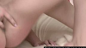 Redhead babe casually convinces her girlfriend to try lesbian fun with fingering, licking, and intense scissoring action