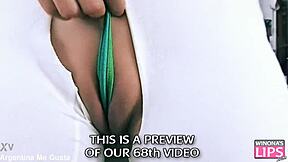 Whoa, perfect ass and shaved cameltoe on this teen getting fucked hard and gaped wide open