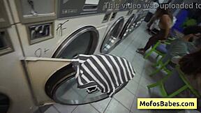 Hey, sexy teen brunette Nikki Mars with big ass gets fucked hard by Jason Legend in laundromat