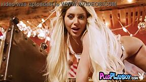 Big fake tits blonde teen 18+ Kayley Gunner posed naked after hot striptease