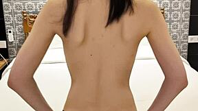 Sexy Shorts On Skinny Japanese College Student With Ponytail And Miniskirt