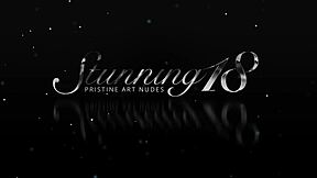 Brunette teen beauty Hostia T casually fingers her shaved tight pussy on the bed like a total slut