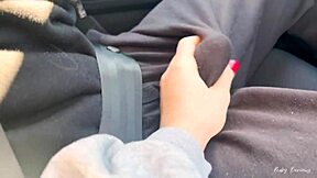 Petite brunette gives amazing blowjob in the car while driving!