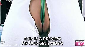 Whoa, perfect ass and shaved cameltoe on this teen getting fucked hard and gaped wide open