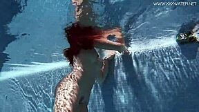diana rius shows off her juicy tits and shaved body while groping underwater in bikini 😏