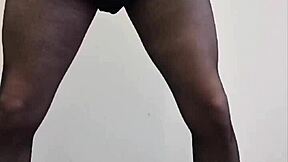 In this compilation, a tgirl with monster cock cums repeatedly in nylon pantyhose, showcasing feet and legs in intense moments.