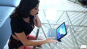 Brunette whore Violet Myers takes on big dicked technician Conor Coxxx in a domination fuck session.