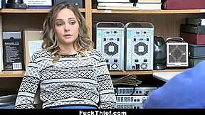 Blonde teen 18+ shoplyfter caught and fucked doggystyle by security guard with big cock