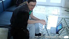 Brunette whore Violet Myers takes on big dicked technician Conor Coxxx in a domination fuck session.