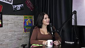 Vivian Lola stars in hard gangbang with 7 men including double penetration as trans Barbie on sheer red