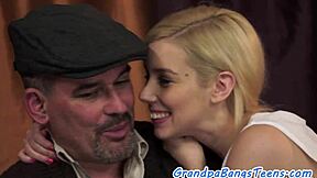 Do you like how this busty babe gets fucked and jizzed on by grandpa?