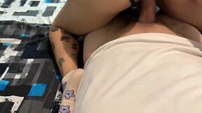 Colombian neighbor babe bends over for intense doggystyle pounding. She rides hard until creampie fills her wet tight pussy.