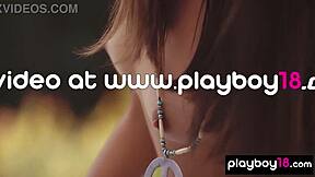 Petite Teen Katrine Pirs Strips and Poses Naked in Outdoor Pool