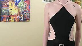 oh man, i cant believe im back in this little black bodysuit and gothic miniskirt for part 2... its sooo tight on my skinny frame