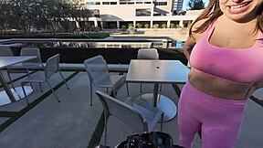 Hot Girl with Huge Fake Tits Tricked to Fucking Massive Cock Covered in Cum and Piss by Street Photographer vs World Biggest Cock