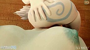 Kindred gets fucked sideways by big cock in 3D animation