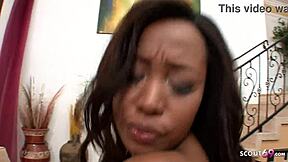 Whoa, this skinny black ebony teen 18+ tricks that older white guy with huge cock into rough bareback sex 🔥😈