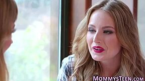 I scissor with my milf stepmom in taboo lesbian action for the first time. We finger and trib in high definition bedroom oral play.