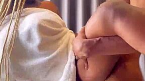 Hermanastra lost the bet so we fuck with big ass latina teen riding big black cock to creampie in missionary.