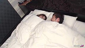 hey asian japanese teen wakes him up with hairy pussy riding for deep creampie in uncensored jav