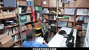 Shoplifting Teen Faces Garage Punishment with Bent Over Blowjob and Hardcore Doggystyle