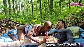 Deutsche dünne schwarze teen 18+ experiences first time amateur sex in the forest with cum swallow.