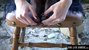 Edgy Cutie Masturbates Until She Squirts A Fountain Of Hot Pee With Fishnets And Toys