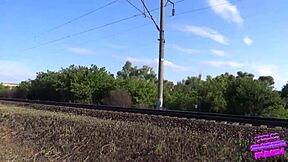 almost caught fucking girlfriend on train with doggystyle cum on ass