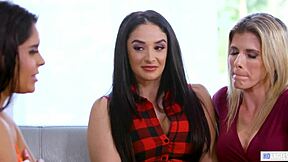 Naughty lesbian threesome with squirting action featuring Cory Chase, Katya Rodriguez, and Sheena Ryder