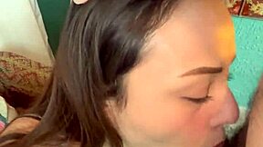 latina teen delivers amateur blowjob in hotel with cum in mouth fetish homemade oral