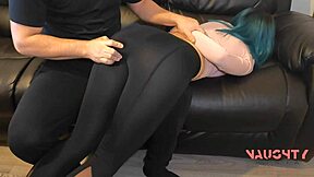 step-sister thought self-defense lessons would help her but they proved useless when her brother bent her over in leggings for rough pov fucking and creampie.