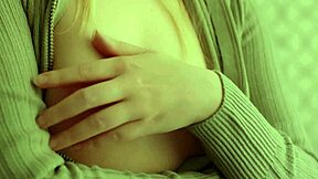 Beautiful blonde model teases her cute nipples and small tits pussy in homemade closeup slow-motion video