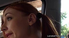hey, wanna watch this redhead teen 18+ cheerleader hitchhiker get fucked hard in public pov?