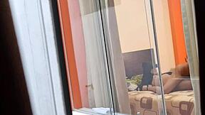 Colombian Neighbor Babe Rides Boyfriend in Skirt Upskirt Voyeur Action