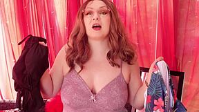 chubby milf arya grander tries on two swimsuits showcasing her big ass and natural tits with curvy body.