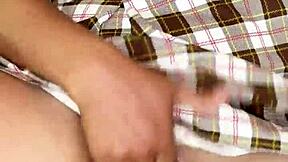 Young student comes home horny rubbing hard to orgasm